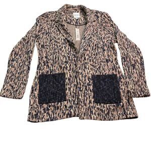 NWT Nic + Zoe brown black sweater blazer, black pockets Size M. academic, preppy